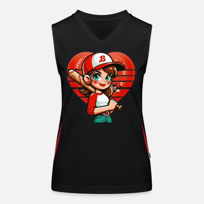 Fröhlicher Baseball-Mädchen-Champion Funktionelles Kontrast-Tank Top für Frauen