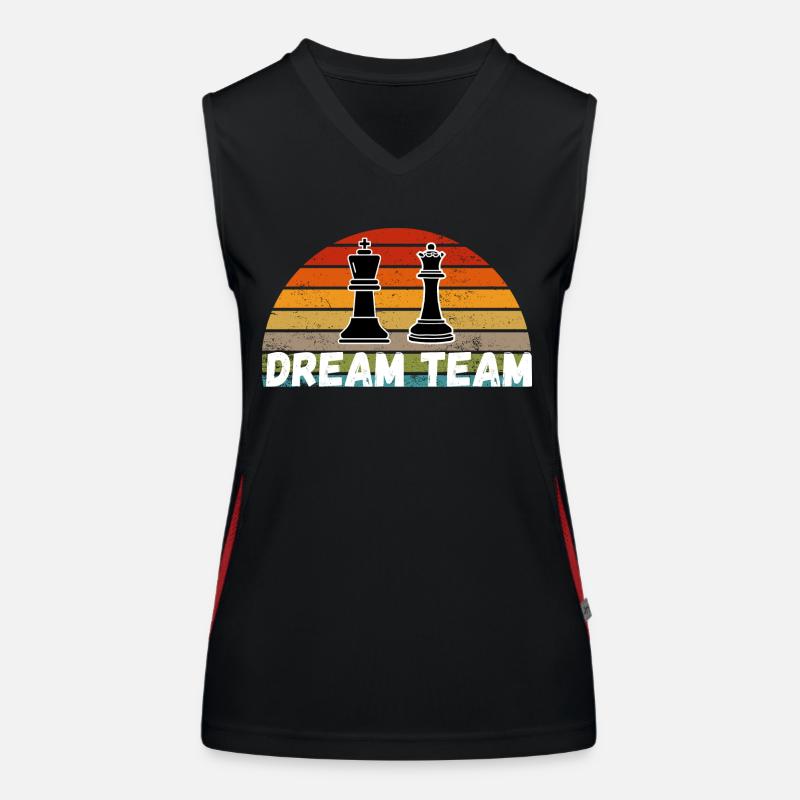 Schach Spruch Geschenk Beziehung Queens Gambit Funktionelles Kontrast-Tank Top für Frauen