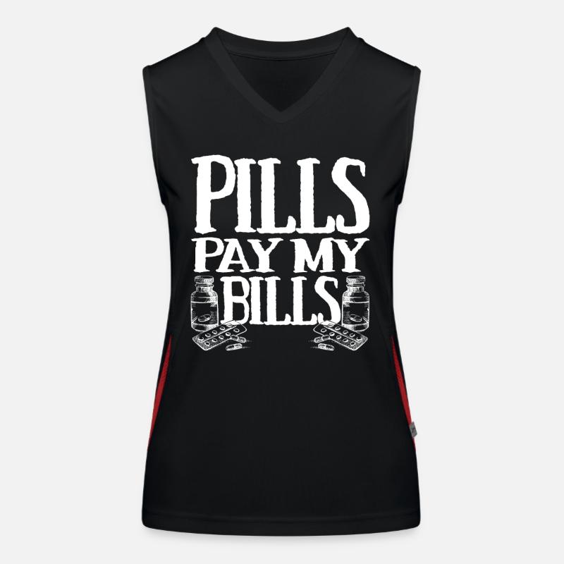 pilules payer mes factures pilules pharmacien dire Débardeur respirant contrasté Femme
