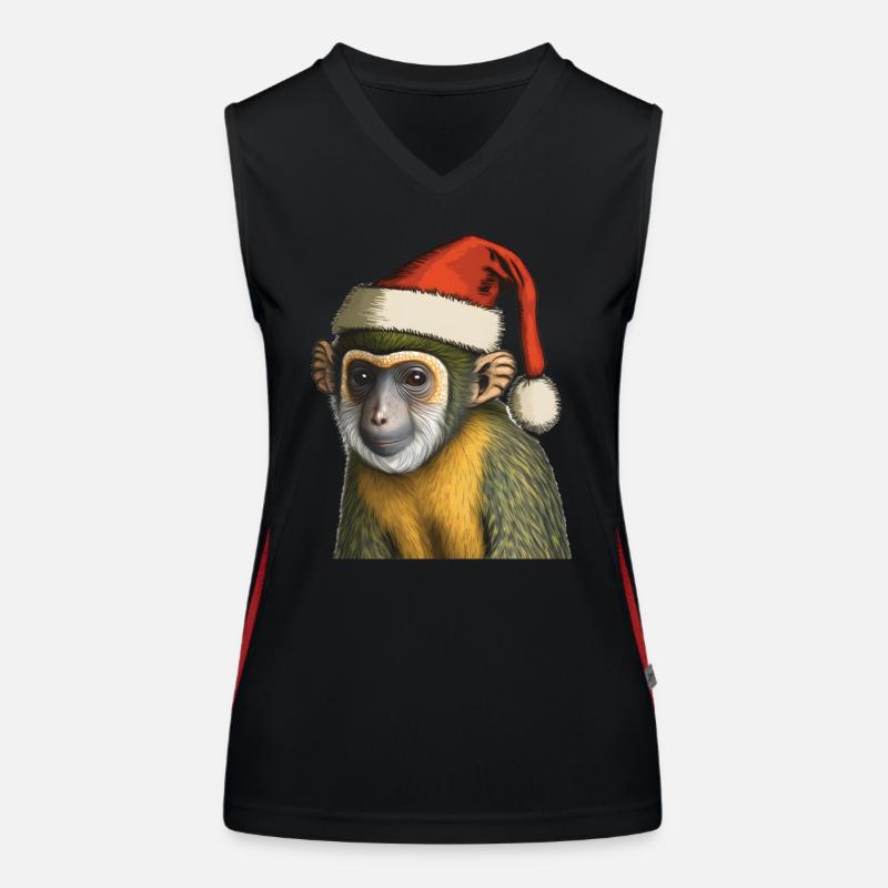 Singe crâne avec chapeau de Noël Singe Noël Débardeur respirant contrasté Femme