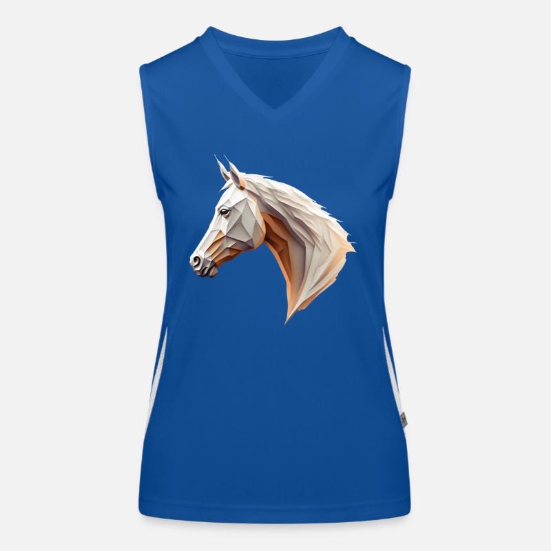 Polygone Pferdekopf Pferd tête de cheval bas poly Débardeur respirant contrasté Femme