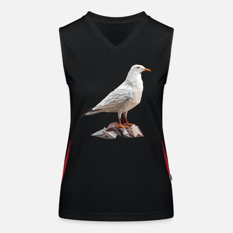 Polygon seagull on rocks Women's Functional Contrast Tank Top