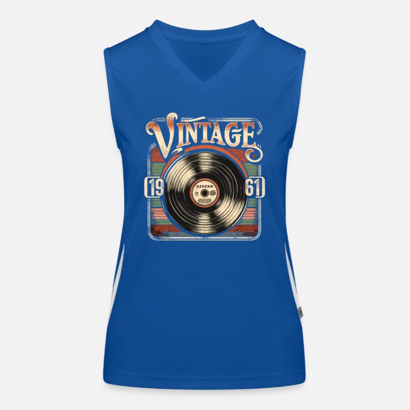 Retro Vinyl Vintage Legend 1961 Geburtstag Funktionelles Kontrast-Tank Top für Frauen