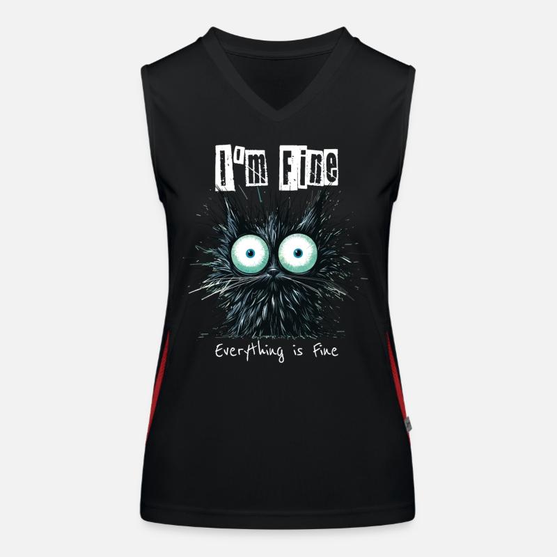 Zerzauste Katze I'm Fine Everything is Fine Funktionelles Kontrast-Tank Top für Frauen