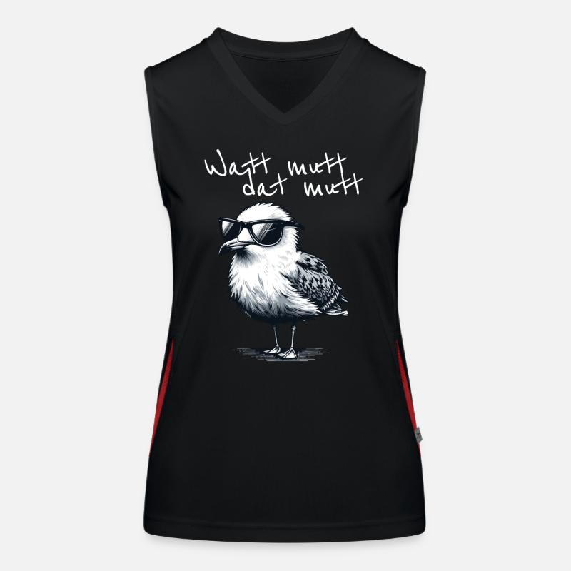 Watt mutt dat mutt Coole Möwe Nordsee Spruch Women's Functional Contrast Tank Top