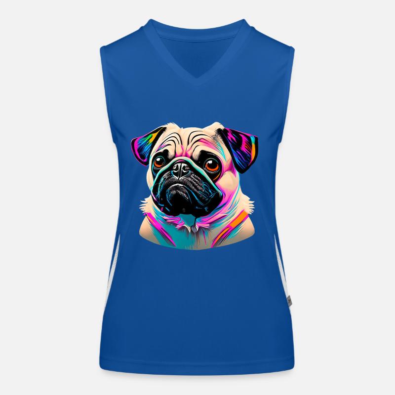 Pug Head Pug Graffiti Women's Functional Contrast Tank Top
