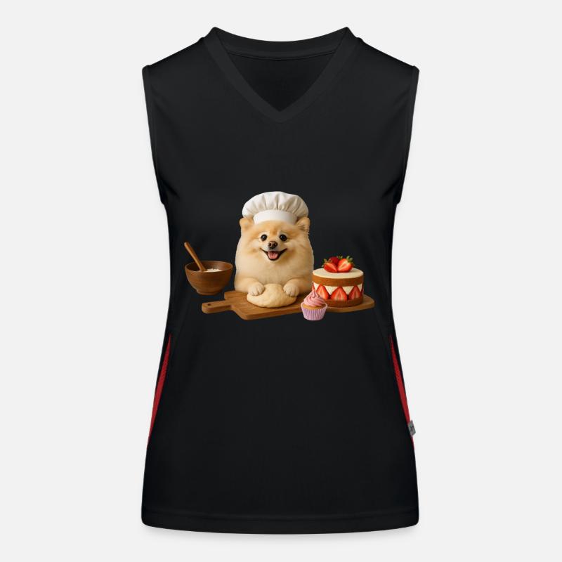 Zwergspitz Backen Kuchen Kekse Funktionelles Kontrast-Tank Top für Frauen