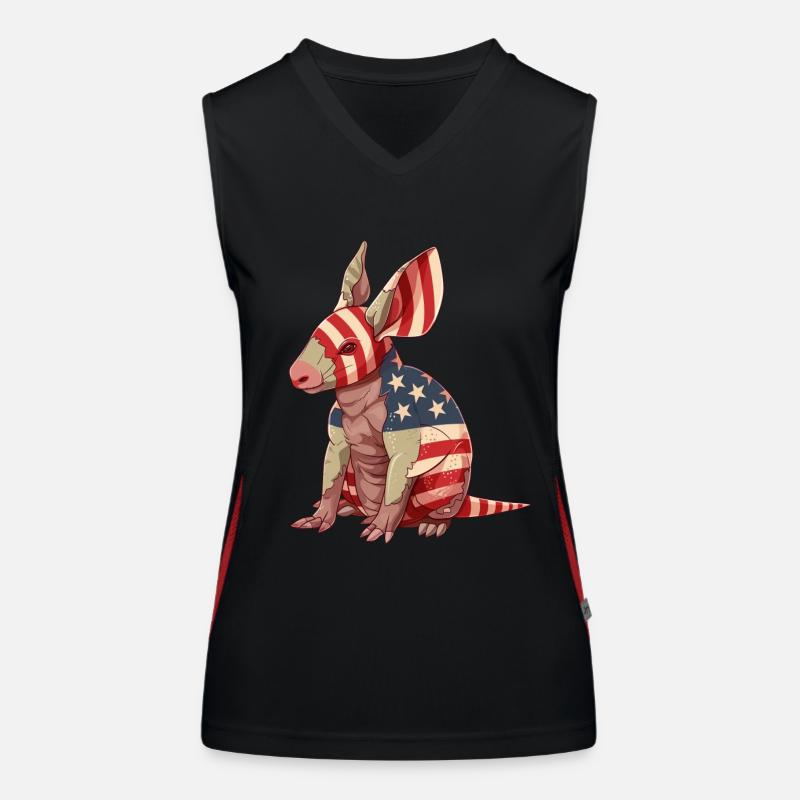 Aardvark Drapeau américain Jour du 4 juillet Aardvark Débardeur respirant contrasté Femme