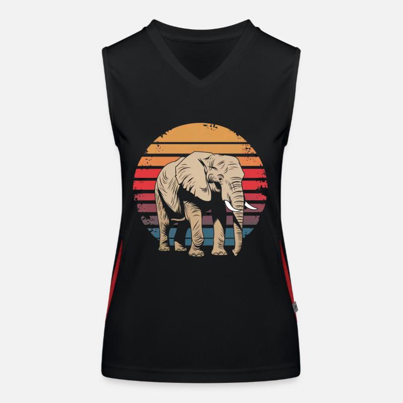 Rétro Vintage Éléphant Faune Nature Éléphant Débardeur respirant contrasté Femme