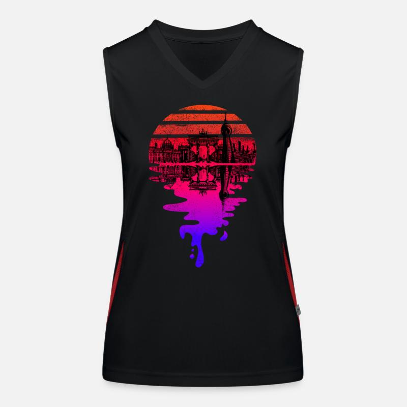 Berlin Skyline Vaporwave Coucher de soleil Débardeur respirant contrasté Femme