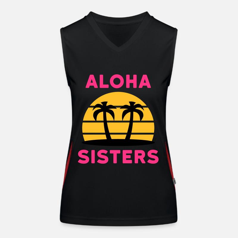 Aloha sisters (Palmen, Insel, Sonne mit Linien) Funktionelles Kontrast-Tank Top für Frauen