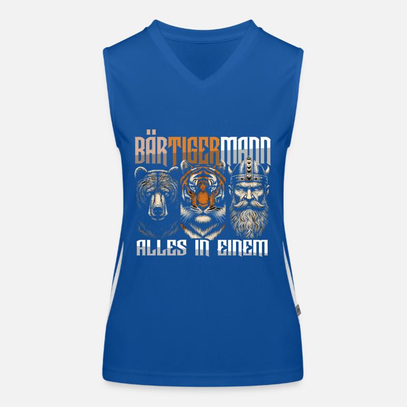Bärtigermann Bär Tiger Mann Geschenk Bart Sprüche Funktionelles Kontrast-Tank Top für Frauen