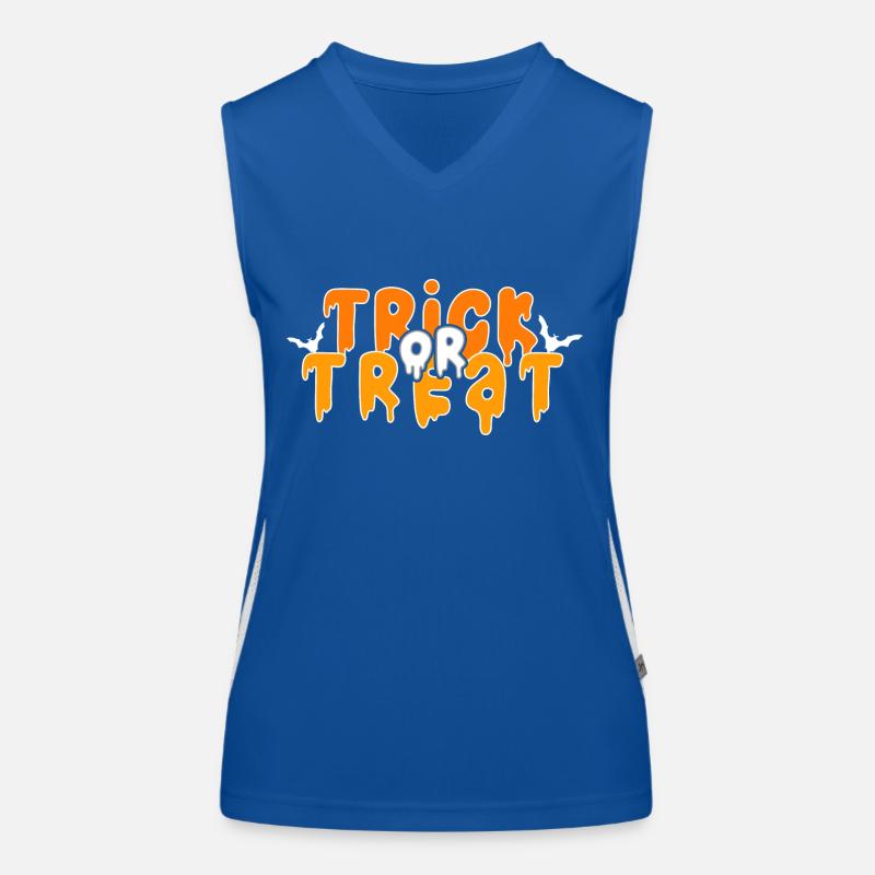 Halloween Design Süßes oder Saures? Trick or Treat Funktionelles Kontrast-Tank Top für Frauen