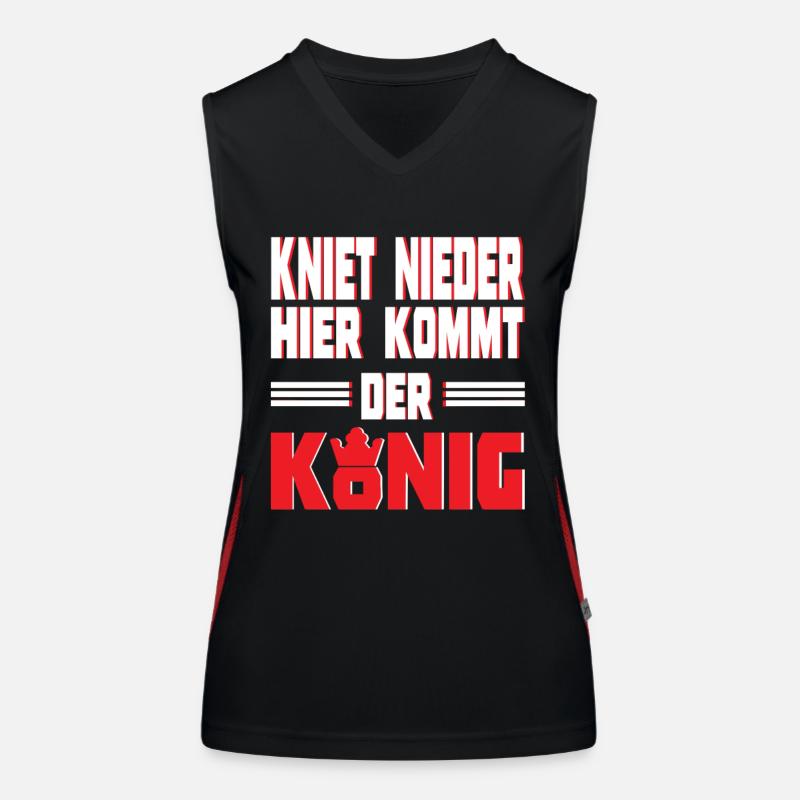 Funny saying Here comes the king gift idea Women's Functional Contrast Tank Top