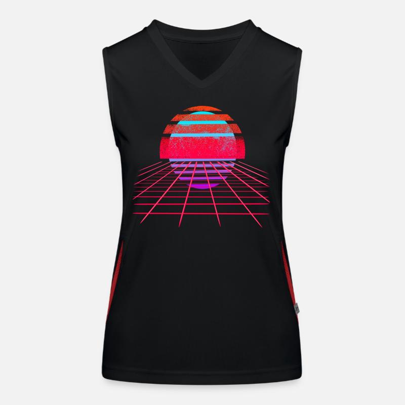 Retro Wave Sunset Vaporwave Funktionelles Kontrast-Tank Top für Frauen