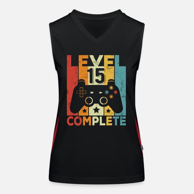 Level 15 Complete 15 Geburtstag Junge Mädchen Funktionelles Kontrast-Tank Top für Frauen