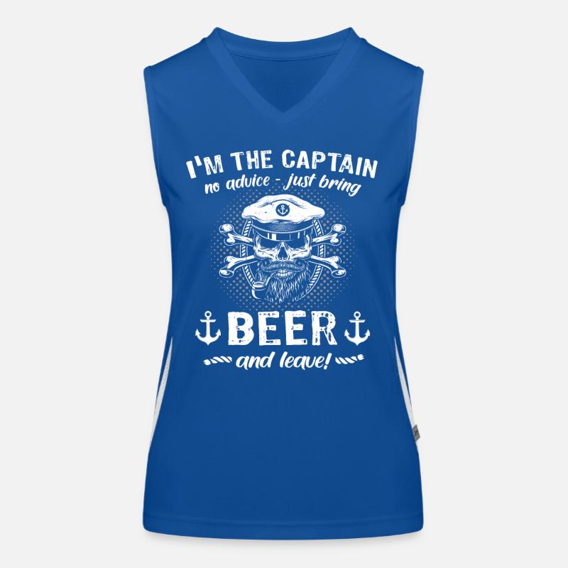 Kapitän Bier Boot Sprüche Funktionelles Kontrast-Tank Top für Frauen