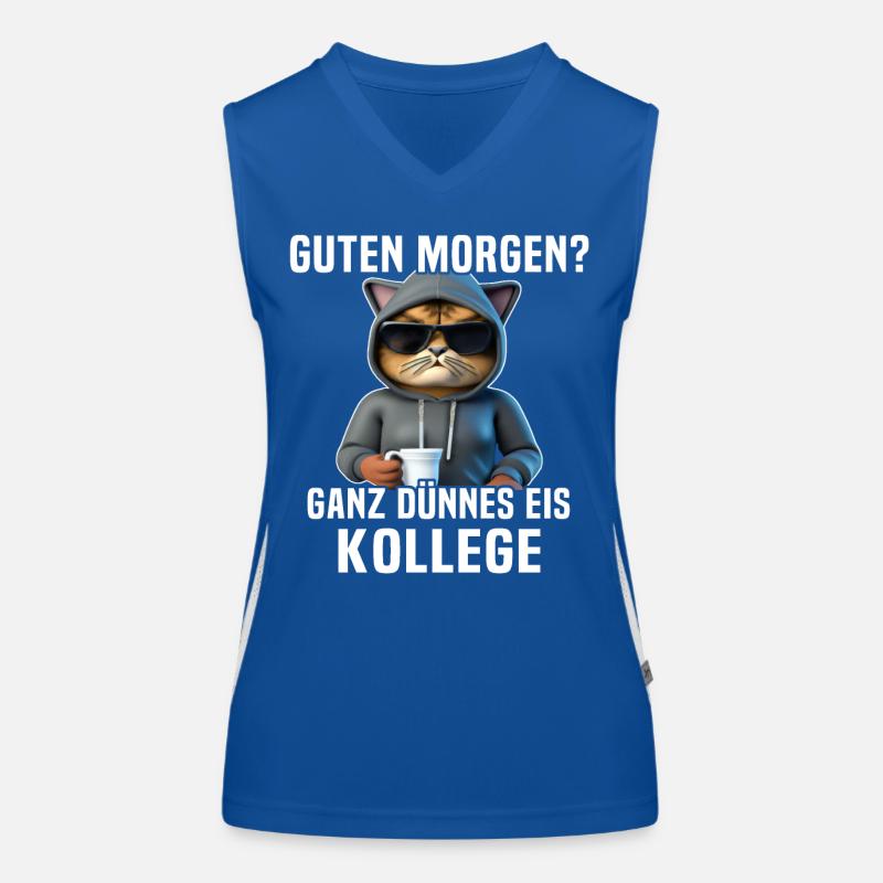 Dünnes Eis Katze Kaffee Morgenmuffel Funktionelles Kontrast-Tank Top für Frauen