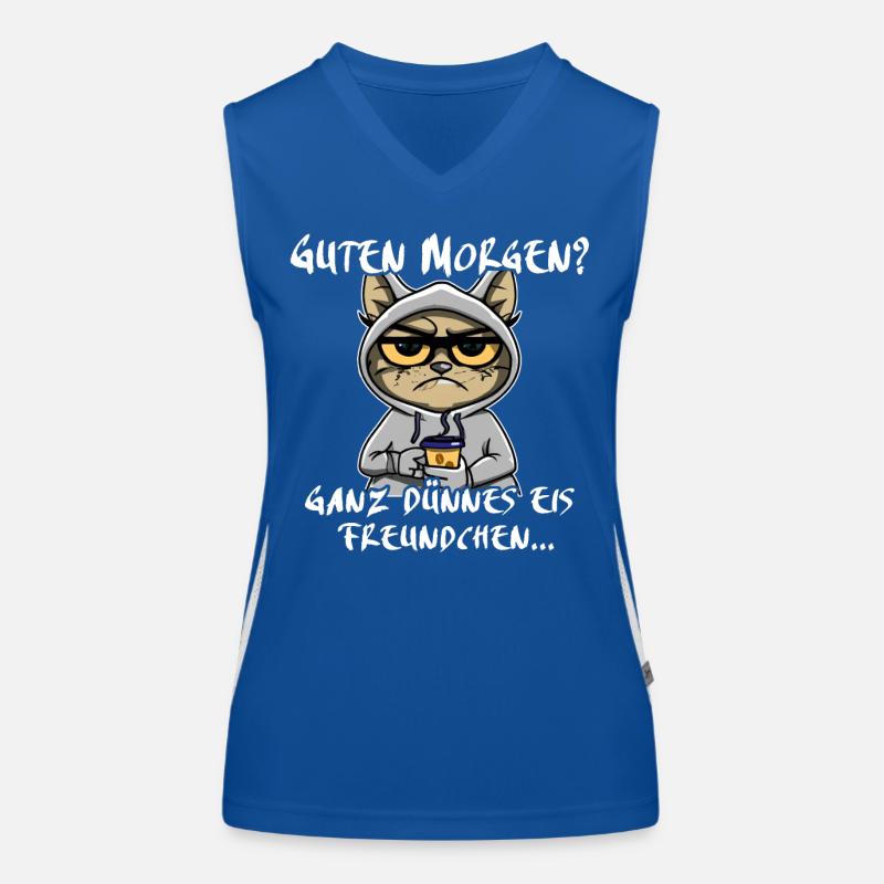 Dünnes Eis Katze Kaffee Morgenmuffel Funktionelles Kontrast-Tank Top für Frauen