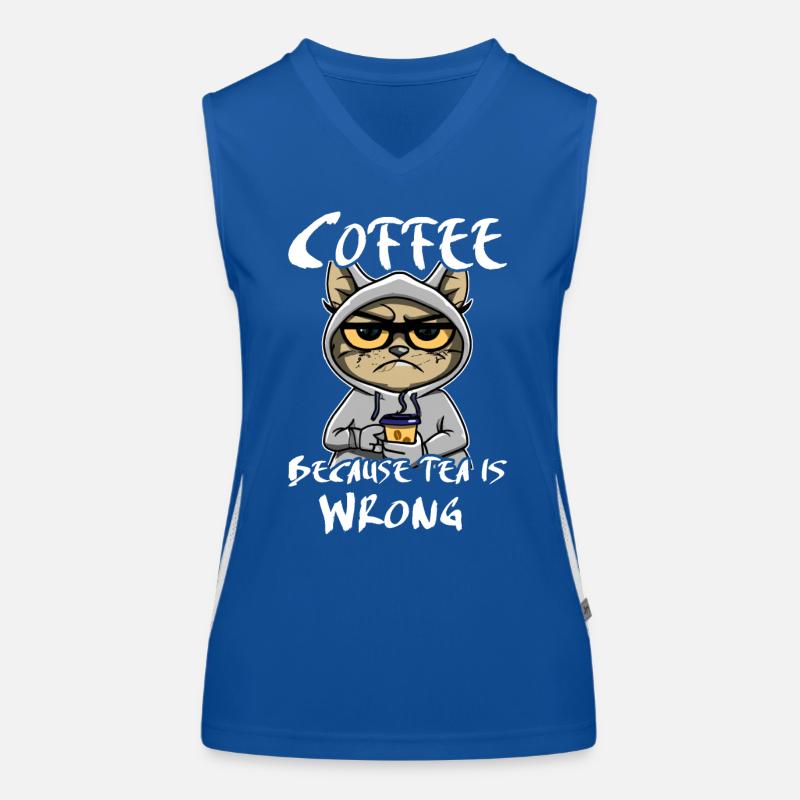 Coffee Drinking Cat Tea Women's Functional Contrast Tank Top
