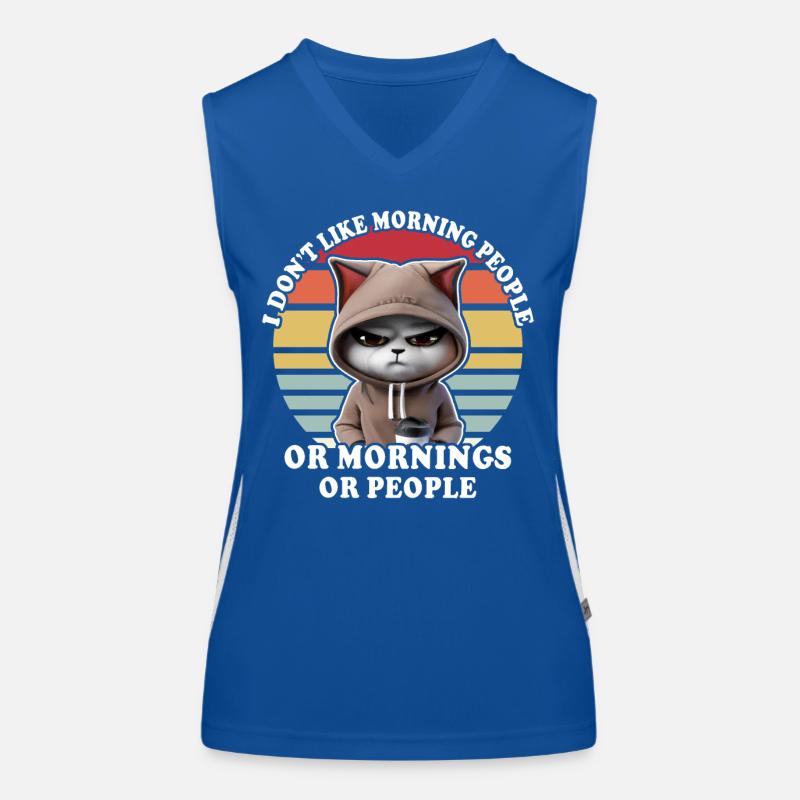 Cat drinks coffee Morning grouch Women's Functional Contrast Tank Top