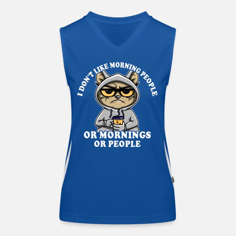 Morgenmuffel Kaffeetrinker Katze Kaffee Funktionelles Kontrast-Tank Top für Frauen