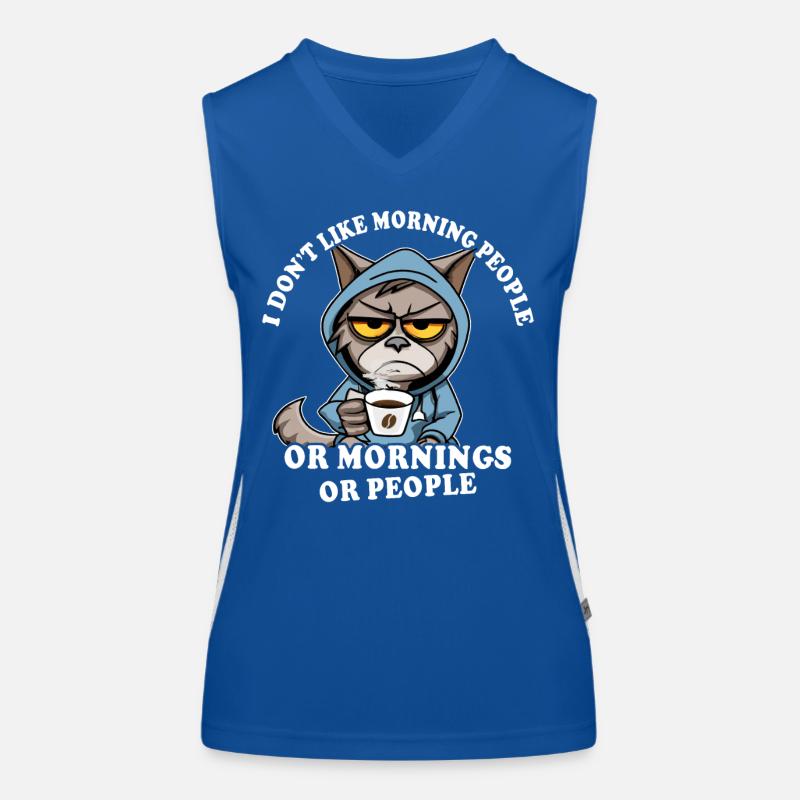 Morgenmuffel Kaffeetrinker Katze Kaffee Funktionelles Kontrast-Tank Top für Frauen