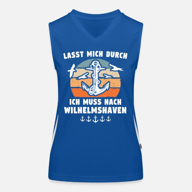 Lustige Wilhelmshaven Sprüche Funktionelles Kontrast-Tank Top für Frauen