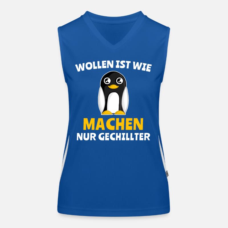 Pinguin Chillen Wollen Machen Funktionelles Kontrast-Tank Top für Frauen