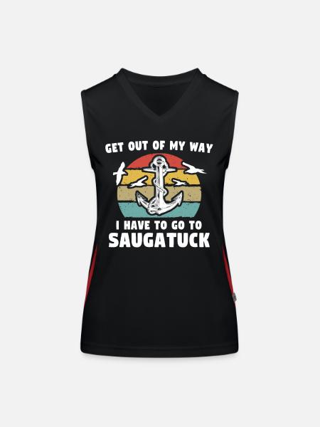 Saugatuck Michigan - Funktionelles Kontrast-Tank Top für Frauen - Schwarz/Rot - Vorne