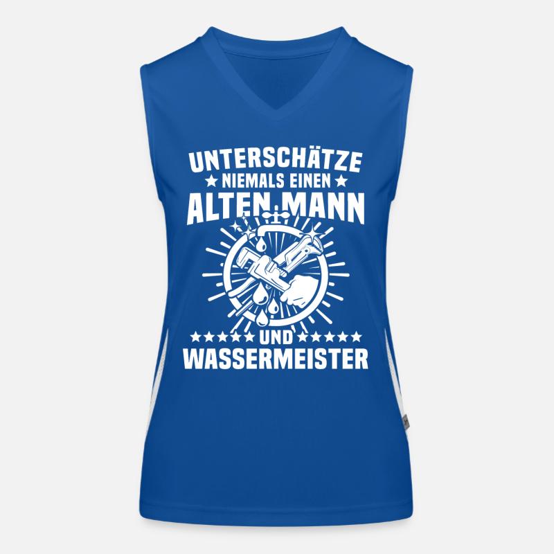 Wassermeister Sprüche Funktionelles Kontrast-Tank Top für Frauen