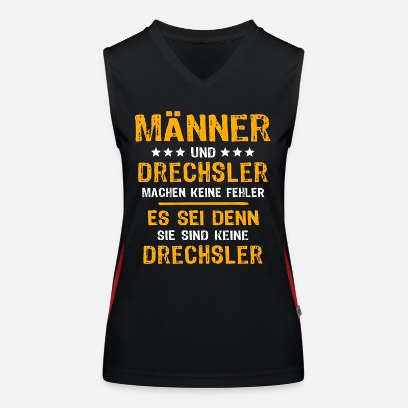 Drechsler Spruch Funktionelles Kontrast-Tank Top für Frauen