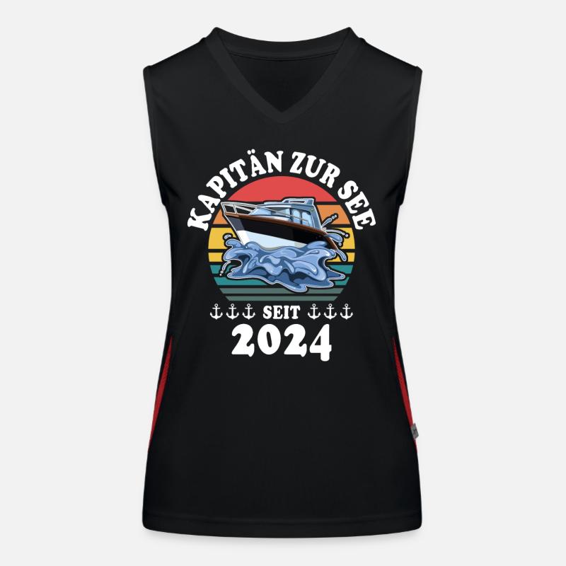 Boot Bootsführerschein 2024 Kapitän Funktionelles Kontrast-Tank Top für Frauen