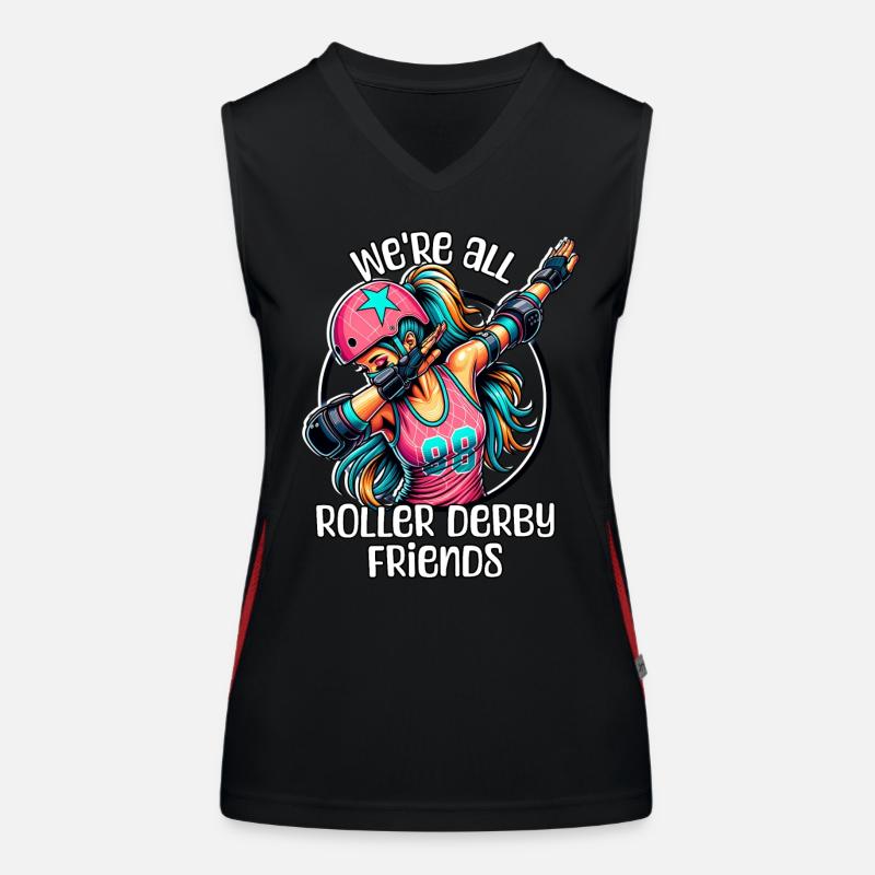 Roller Derby Sprüche Funktionelles Kontrast-Tank Top für Frauen