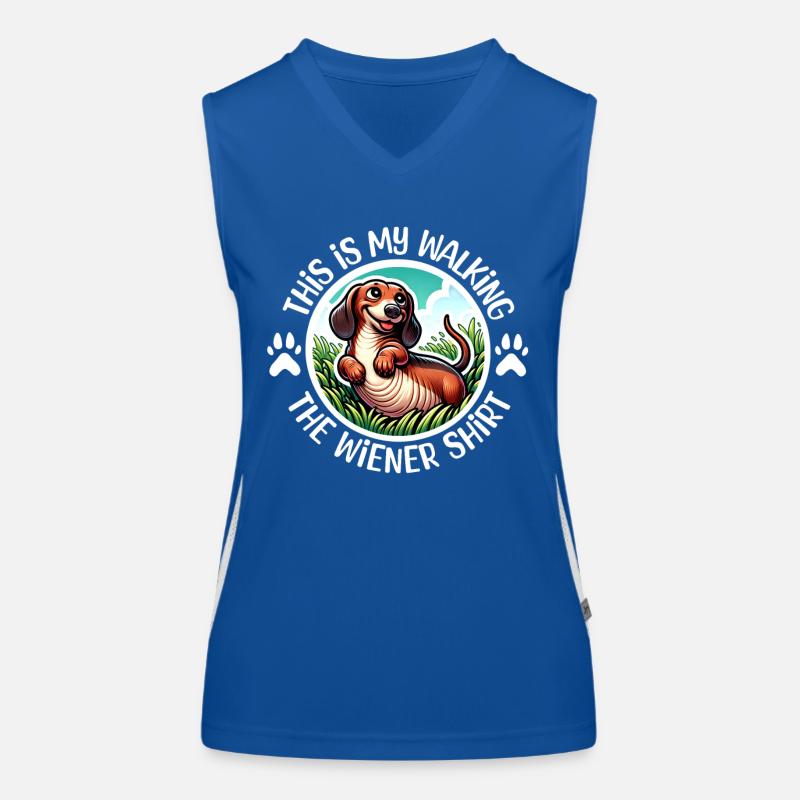 Dackel Gassi Gehen Funktionelles Kontrast-Tank Top für Frauen