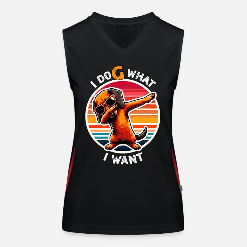 Lustige Dackel Sprüche Funktionelles Kontrast-Tank Top für Frauen