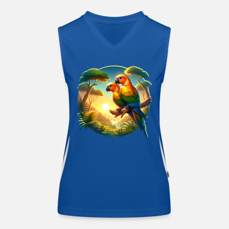 Sonnensittich Sprüche Funktionelles Kontrast-Tank Top für Frauen