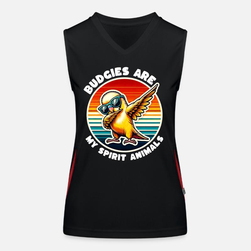 Funny Budgie Sayings - Women's Functional Contrast Tank Top - black/red
