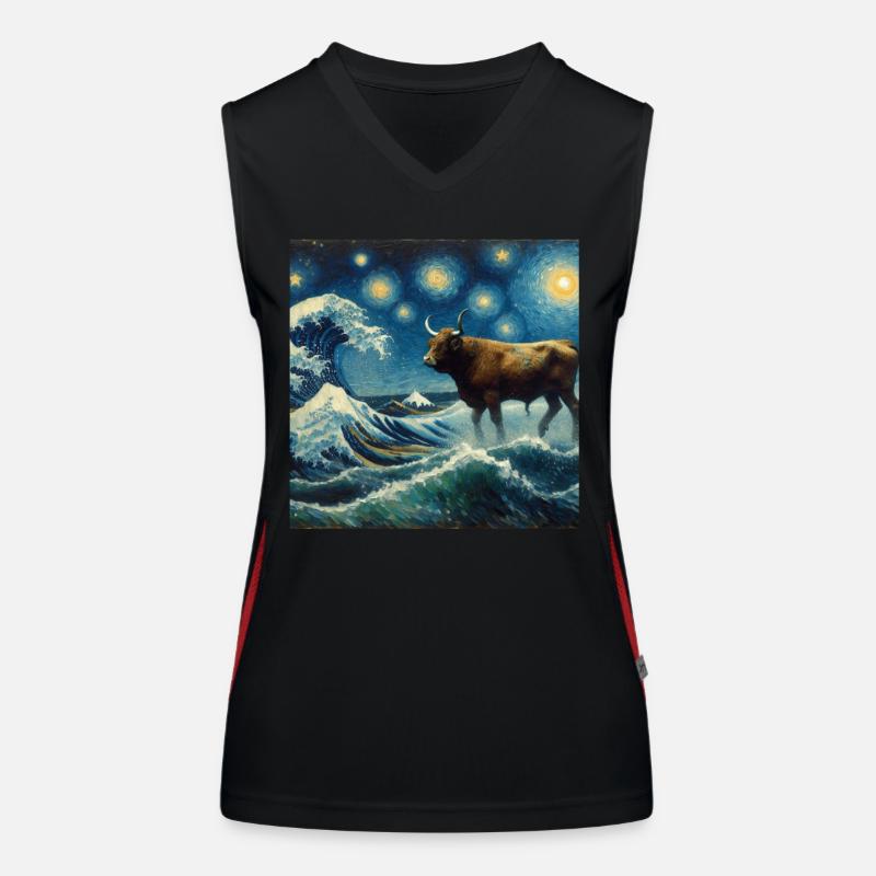 Manatee Starry Night Dugong - Women's Functional Contrast Tank Top - black/red