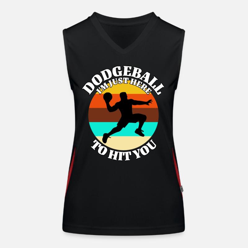 Dodgeball Sprüche Funktionelles Kontrast-Tank Top für Frauen