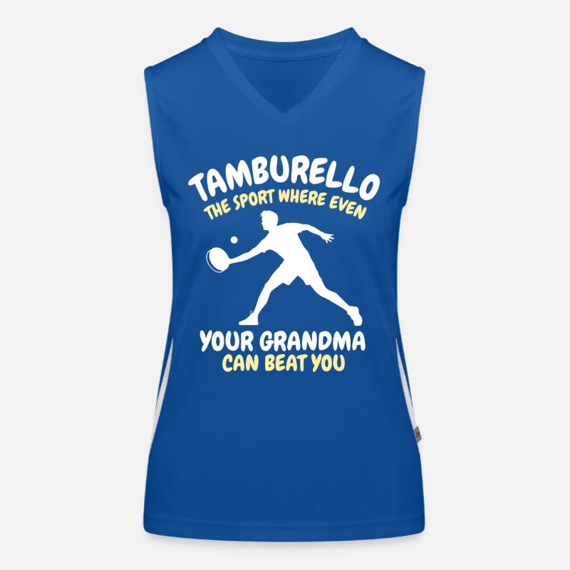 Lustiger Tamburello Spruch Funktionelles Kontrast-Tank Top für Frauen