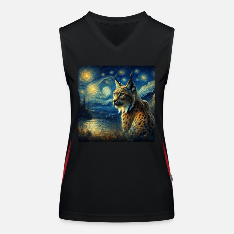 Iberian lynx Starry Night Women's Functional Contrast Tank Top