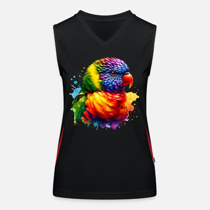 Regenbogenlori Motiv Funktionelles Kontrast-Tank Top für Frauen