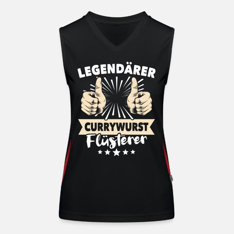 Currywurst Sprüche Funktionelles Kontrast-Tank Top für Frauen