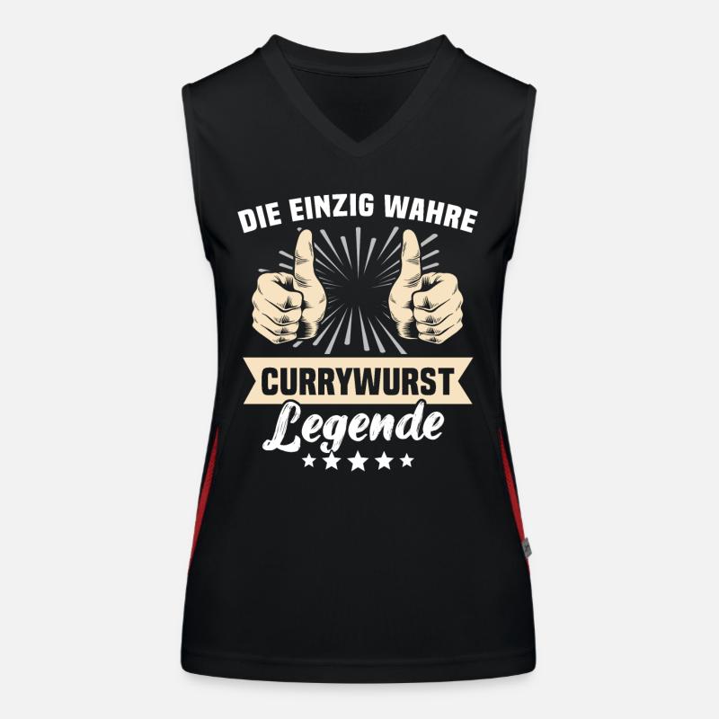 Currywurst Sprüche Funktionelles Kontrast-Tank Top für Frauen