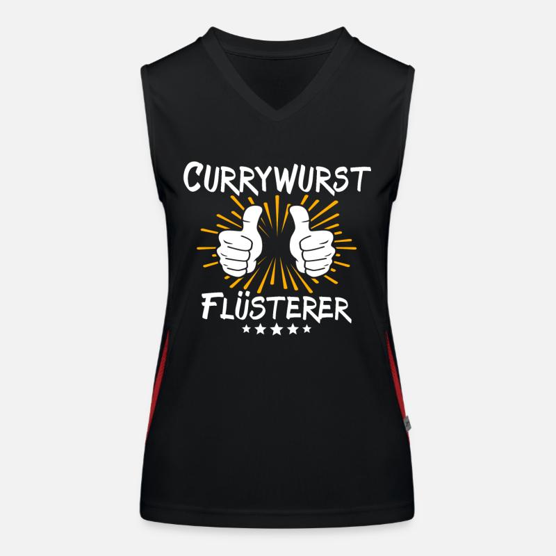 Currywurst Spruch Funktionelles Kontrast-Tank Top für Frauen