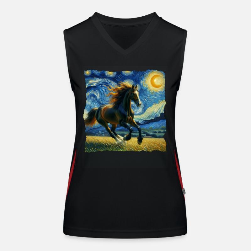 Irisches Zugpferd Starry Night Funktionelles Kontrast-Tank Top für Frauen