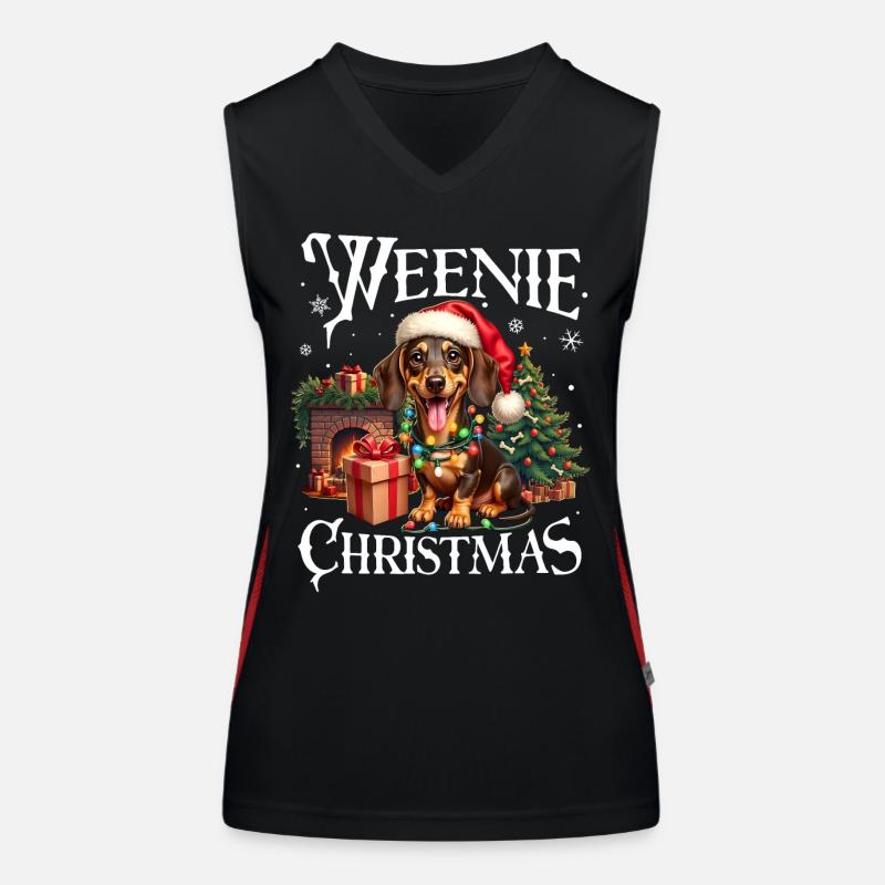 Dackel Weihnachten Funktionelles Kontrast-Tank Top für Frauen