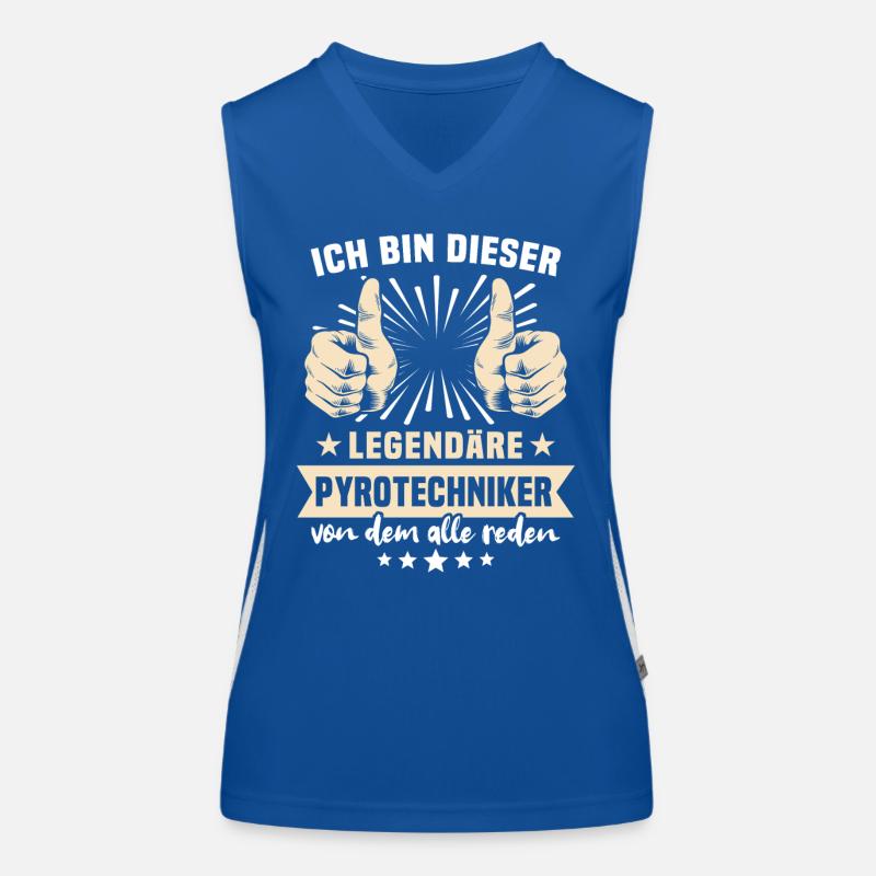 Pyrotechniker Sprüche Funktionelles Kontrast-Tank Top für Frauen