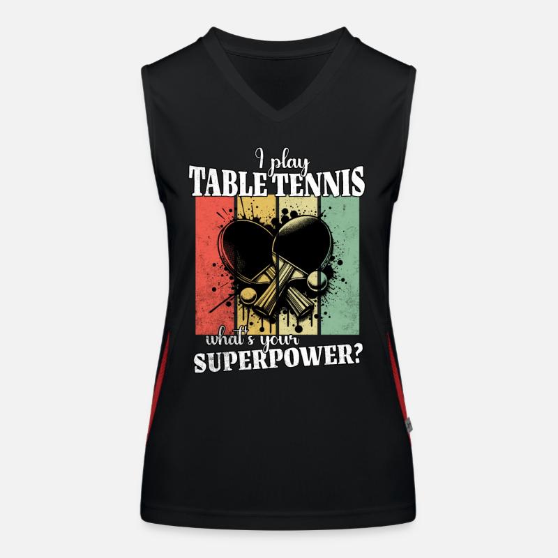 Drôle de dicton de tennis de table Débardeur respirant contrasté Femme